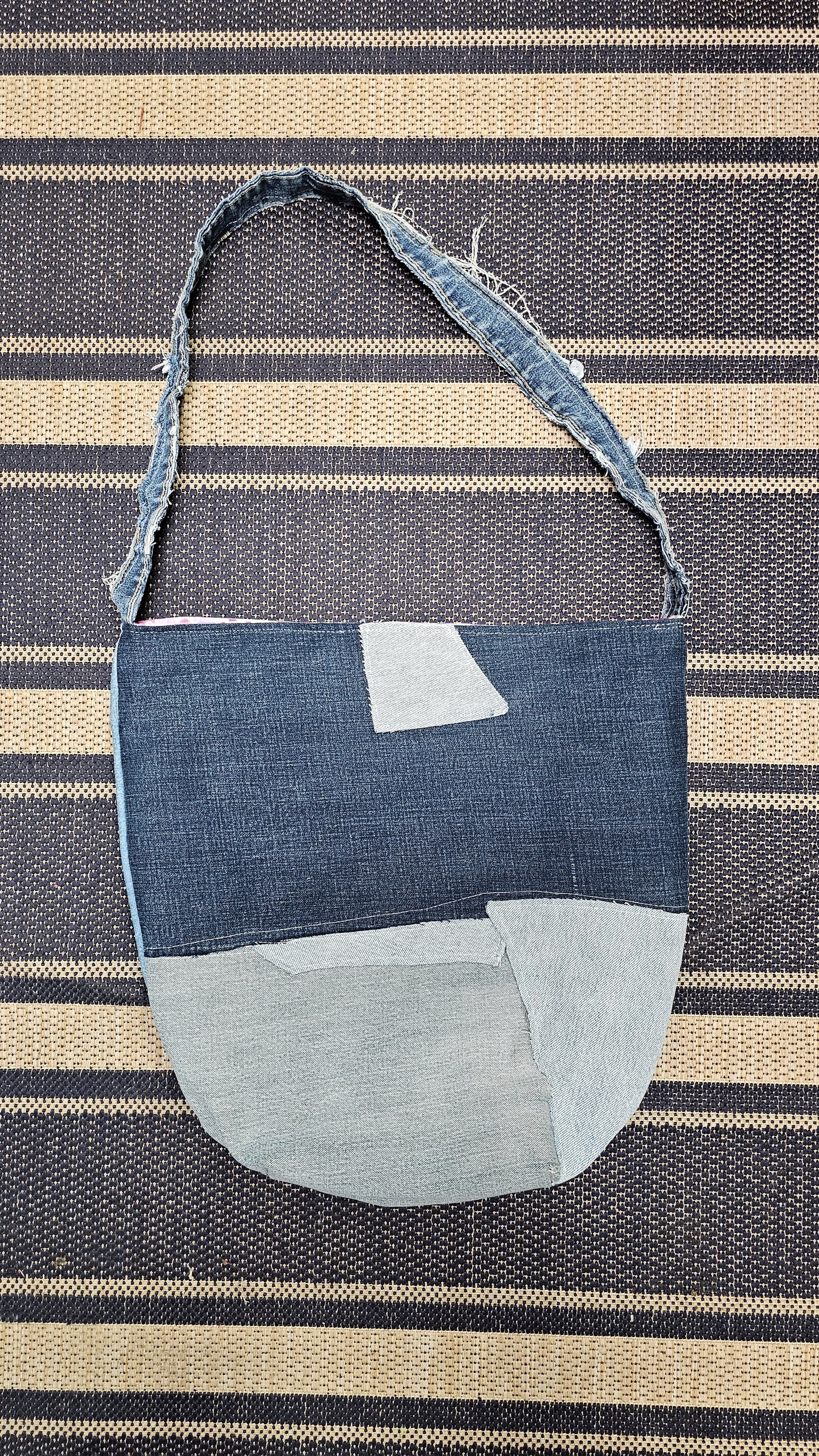 Denim Patchwork Slouch Bag #1432