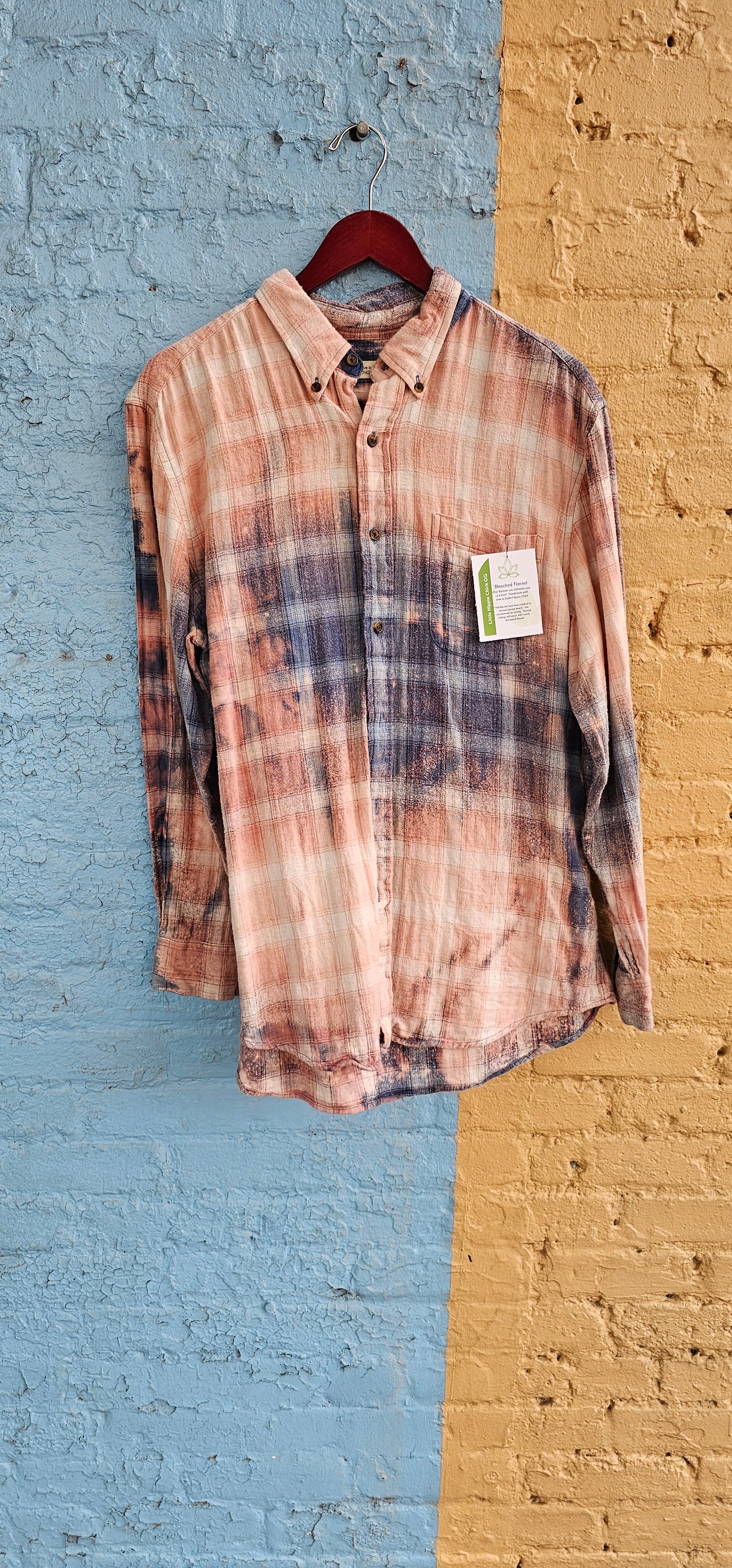 Sky Above Earth Below Fire Within Bleached Flannel size Large