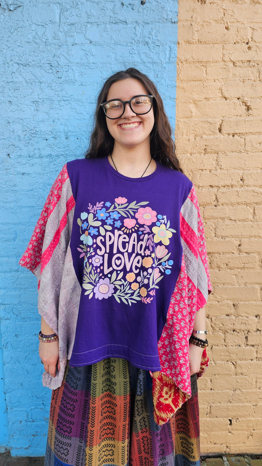 Spread Love Kantha Poncho