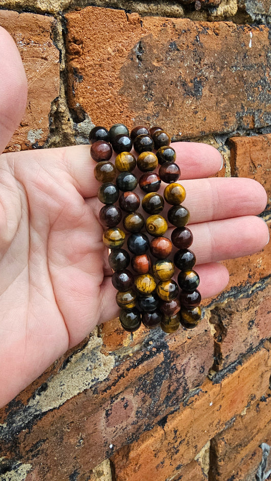 Tiger Eye Crystal Bracelet – 8mm Beads | Confidence, Focus & Grounded Energy
