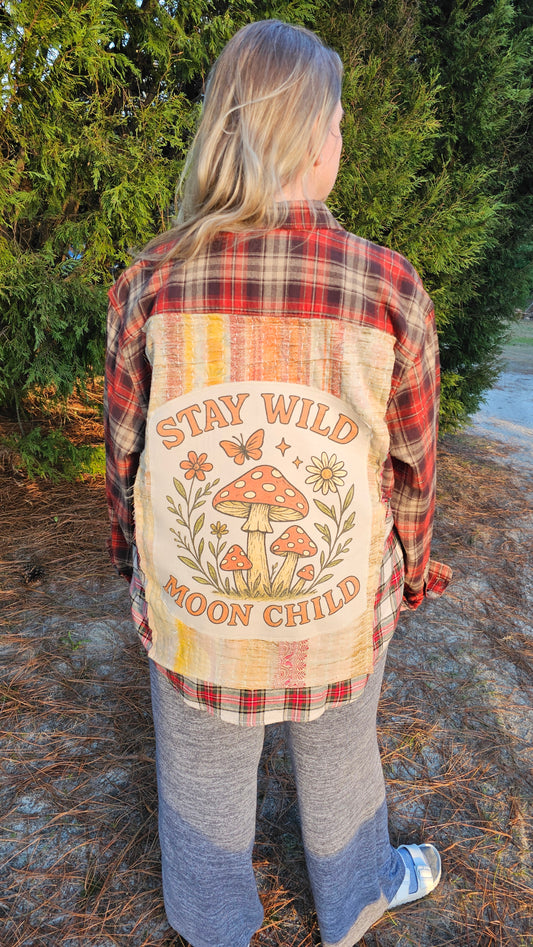 Stay Wild Moon Child Reworked Flannel size XL