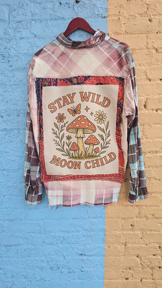Stay Wild Moon Child Bleached Flannel size XL
