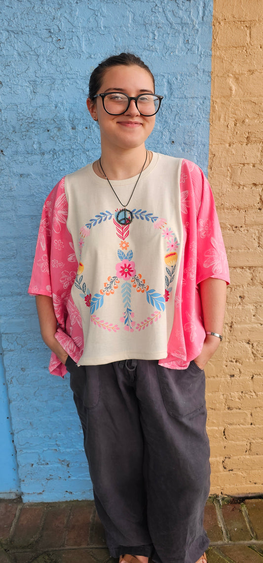 Floral Peace Sign Diva Flow Top