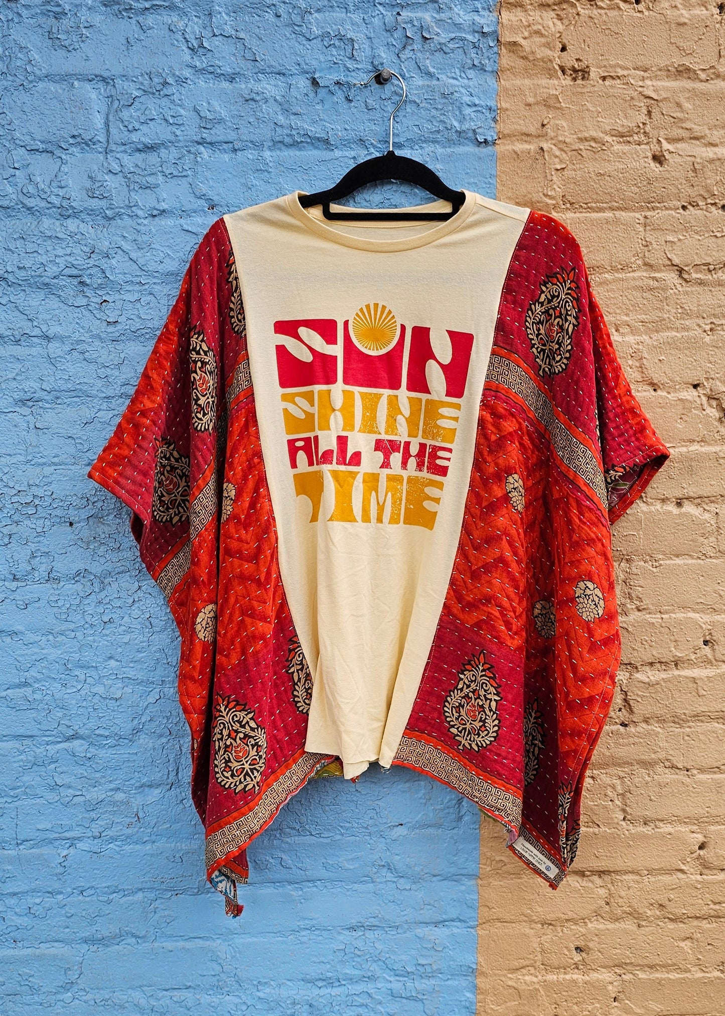 Sun Shine All the Time Kantha Poncho