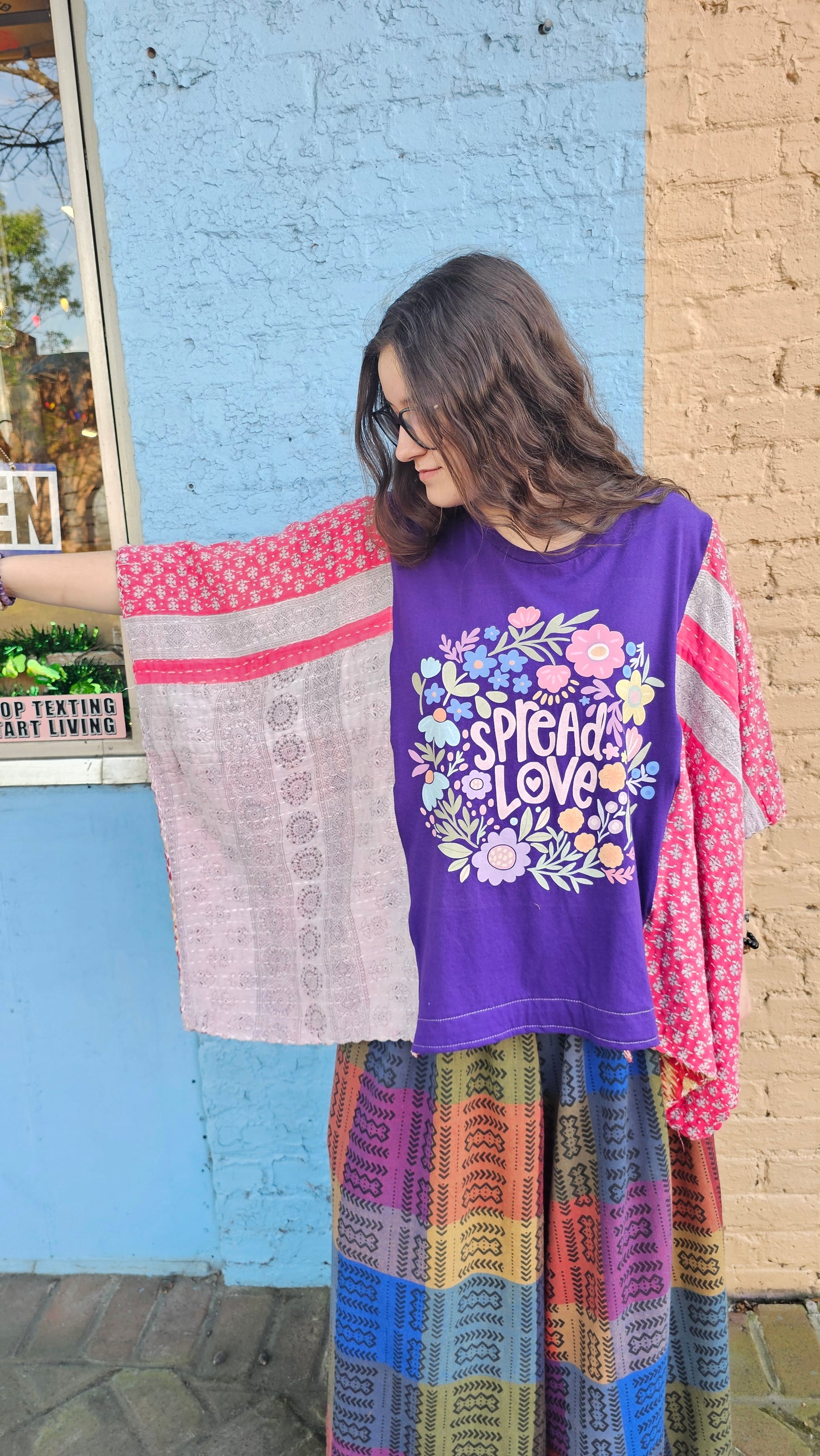 Spread Love Kantha Poncho