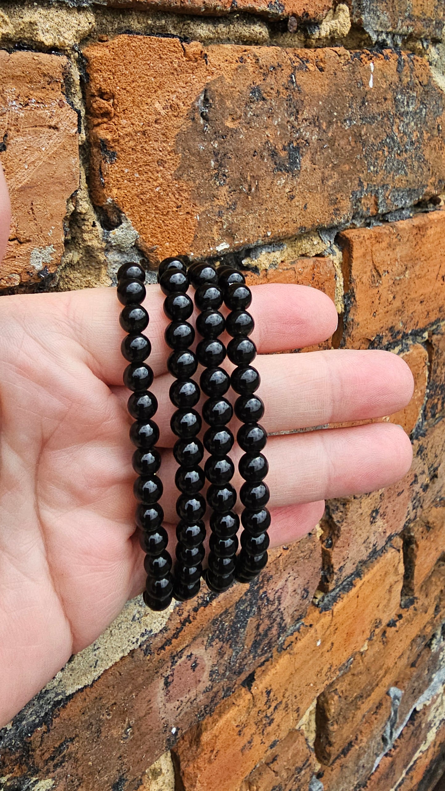 Black Obsidian Crystal Bracelet – 6mm Beads | Protection, Grounding & Strength