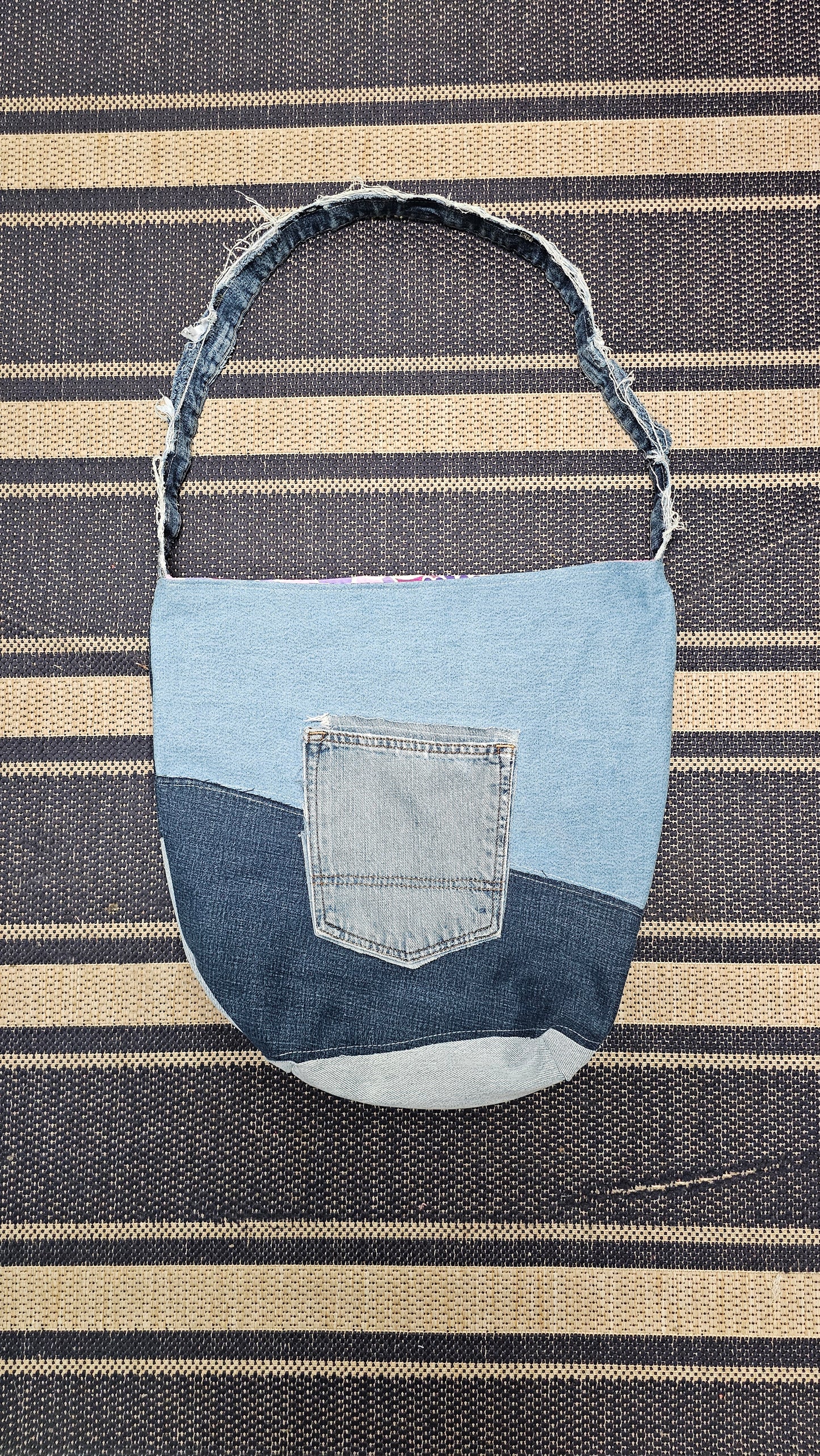 Denim Patchwork Slouch Bag #1432
