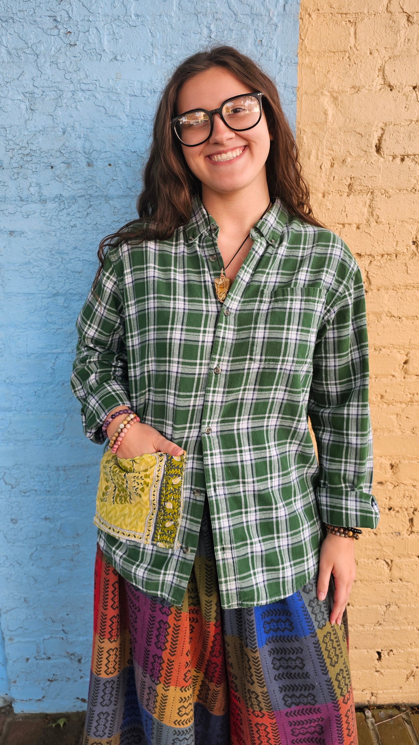Stay Wild Moon Child Flannel with Denim Accent size L #1368